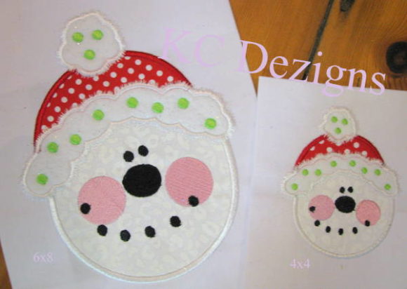 Snowman Face with Christmas Beanie Embroidery Design